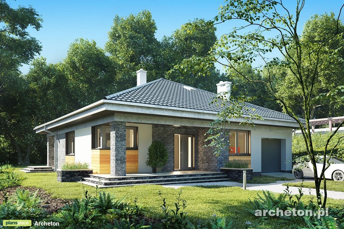 Projekt domu parterowego z betonu komórkowego