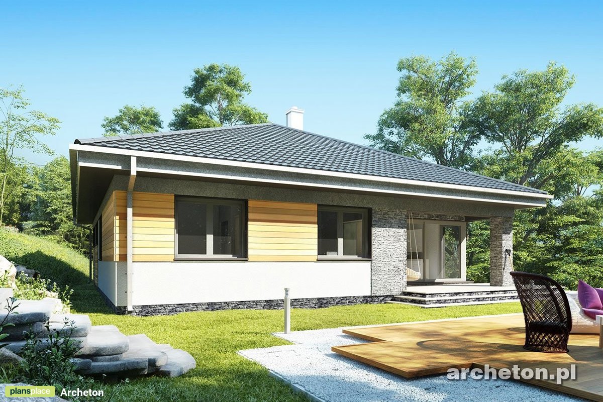 Projekt domu parterowego z betonu komórkowego