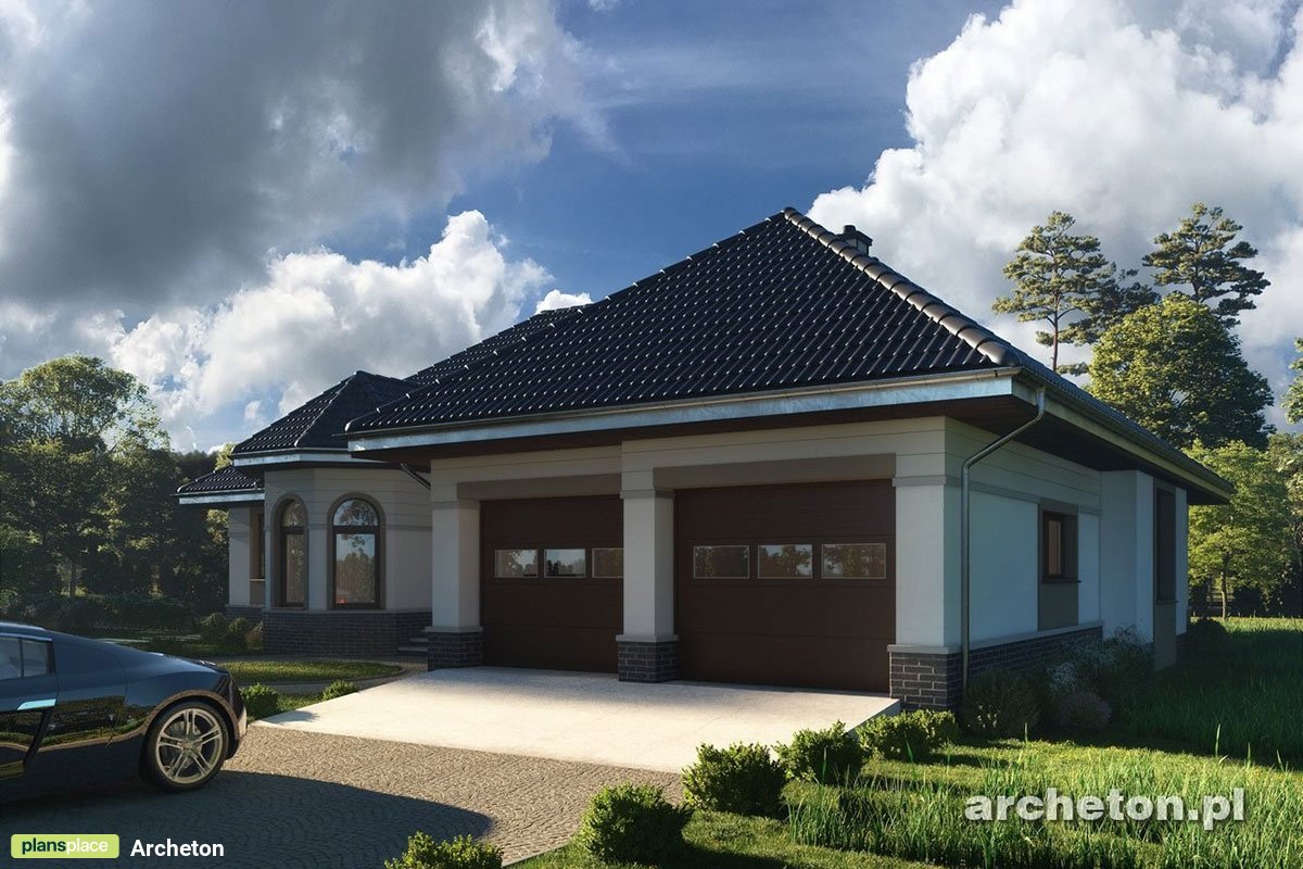 Projekt dużego domu parterowego z podwójnym garażem