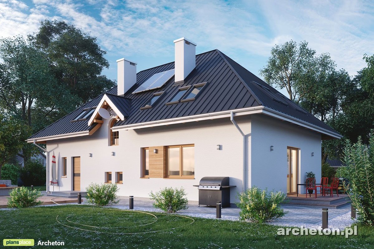 Projekt domu w stylu dworkowym z 5 pokojami na poddaszu