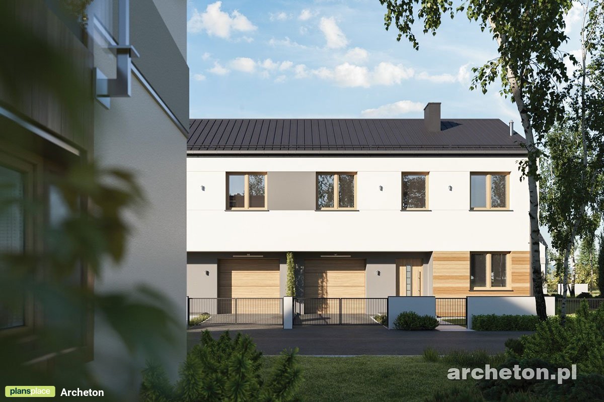 Projekt bliźniaka z 4 pokojami i garażem jednostanowiskowym