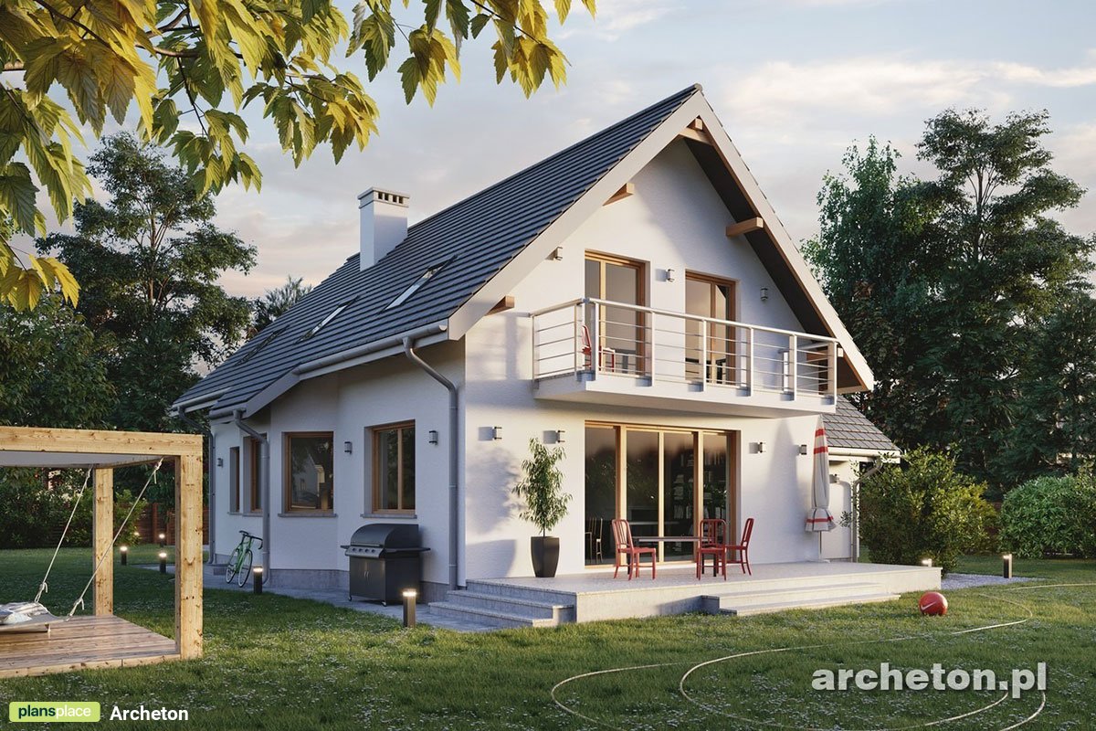 Projekt domu z pralnią w piwnica i ze strychem nad garażem