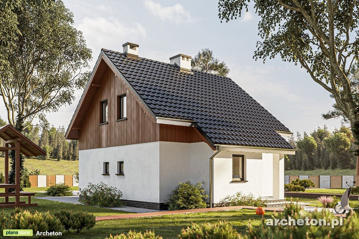 Projekt domu szkieletowego bez garażu z poddaszem użytkowym - 41437R