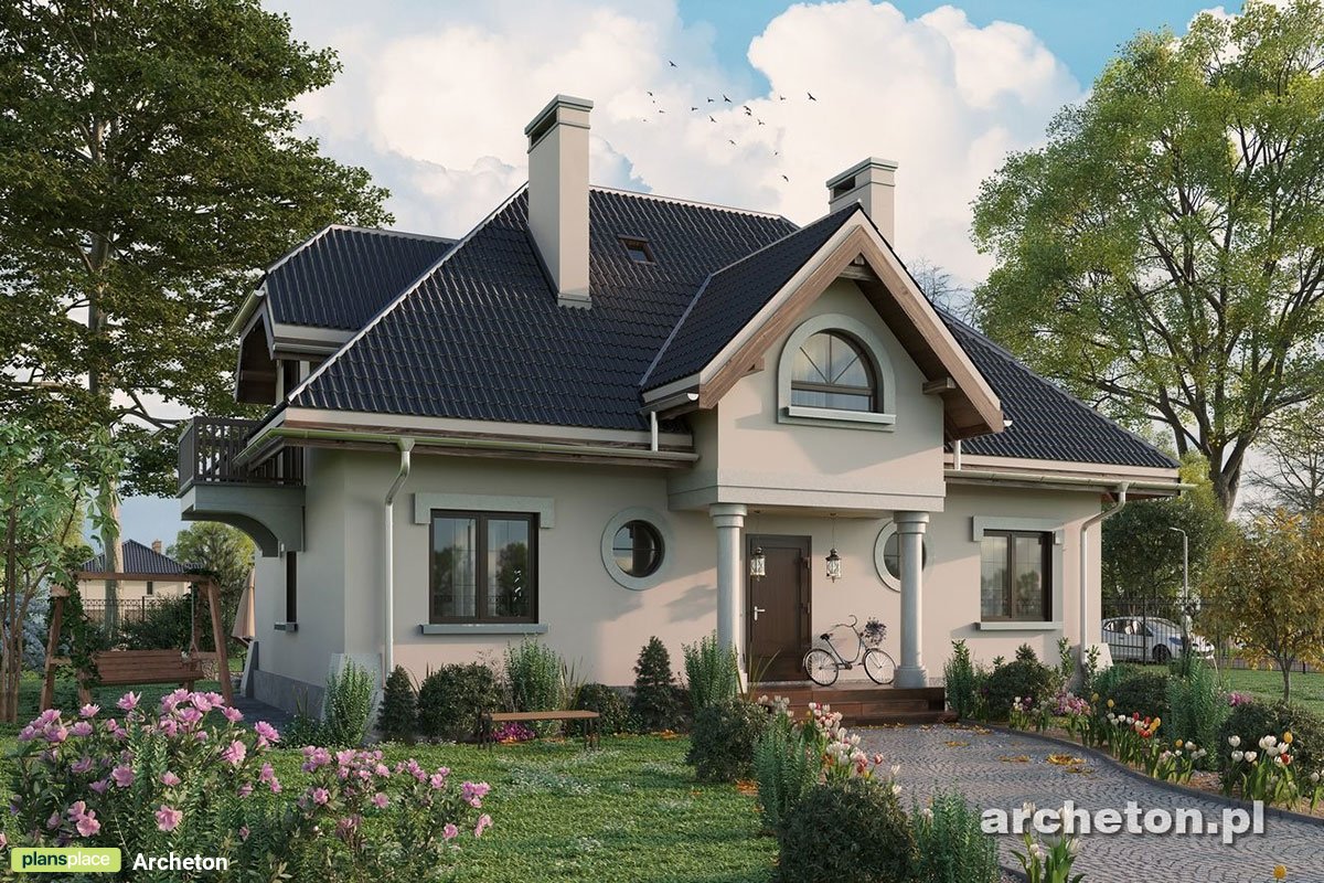 Projekt domu w stylu dworkowym z piwnicą i dachem mansardowym