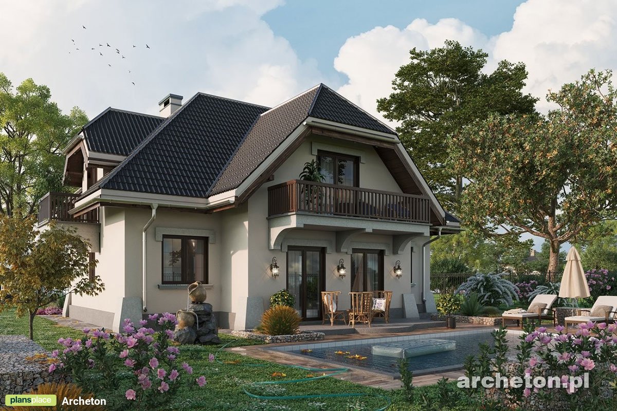 Projekt domu w stylu dworkowym z piwnicą i dachem mansardowym