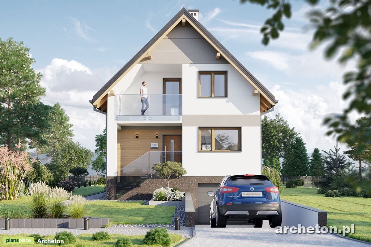 Projekt domu z dużą kuchnią, pralnią i garażem w piwnicy