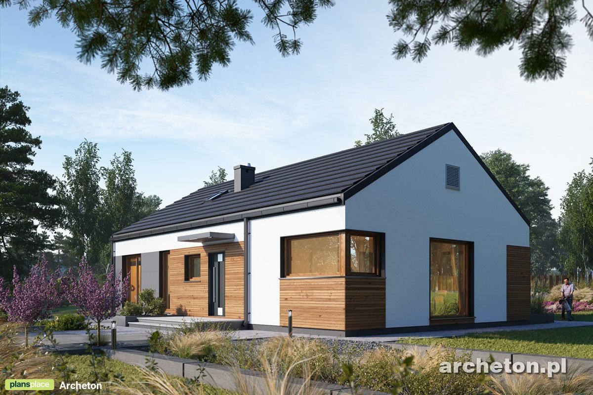 Projekt domu z dachem dwuspadowym i kalenicą równoległą