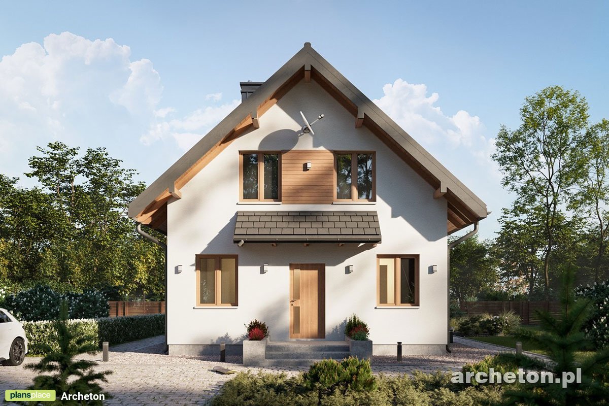 Projekt małego domu bez garażu z 3 pokojami i balkonem