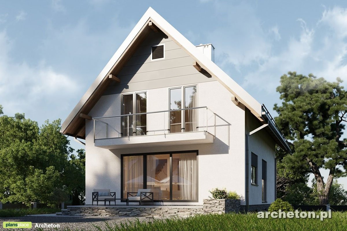 Projekt domu z kominkiem w salonie i garażem w piwnicy