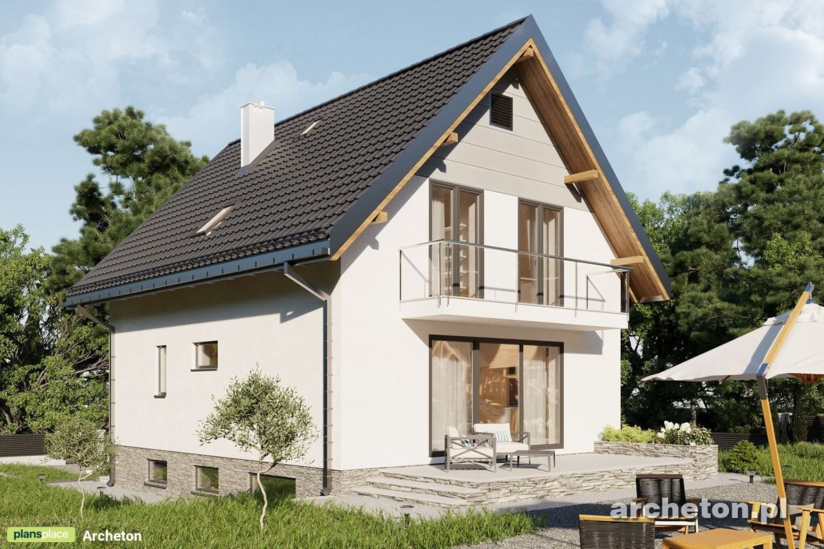 Projekt domu z kominkiem w salonie i garażem w piwnicy