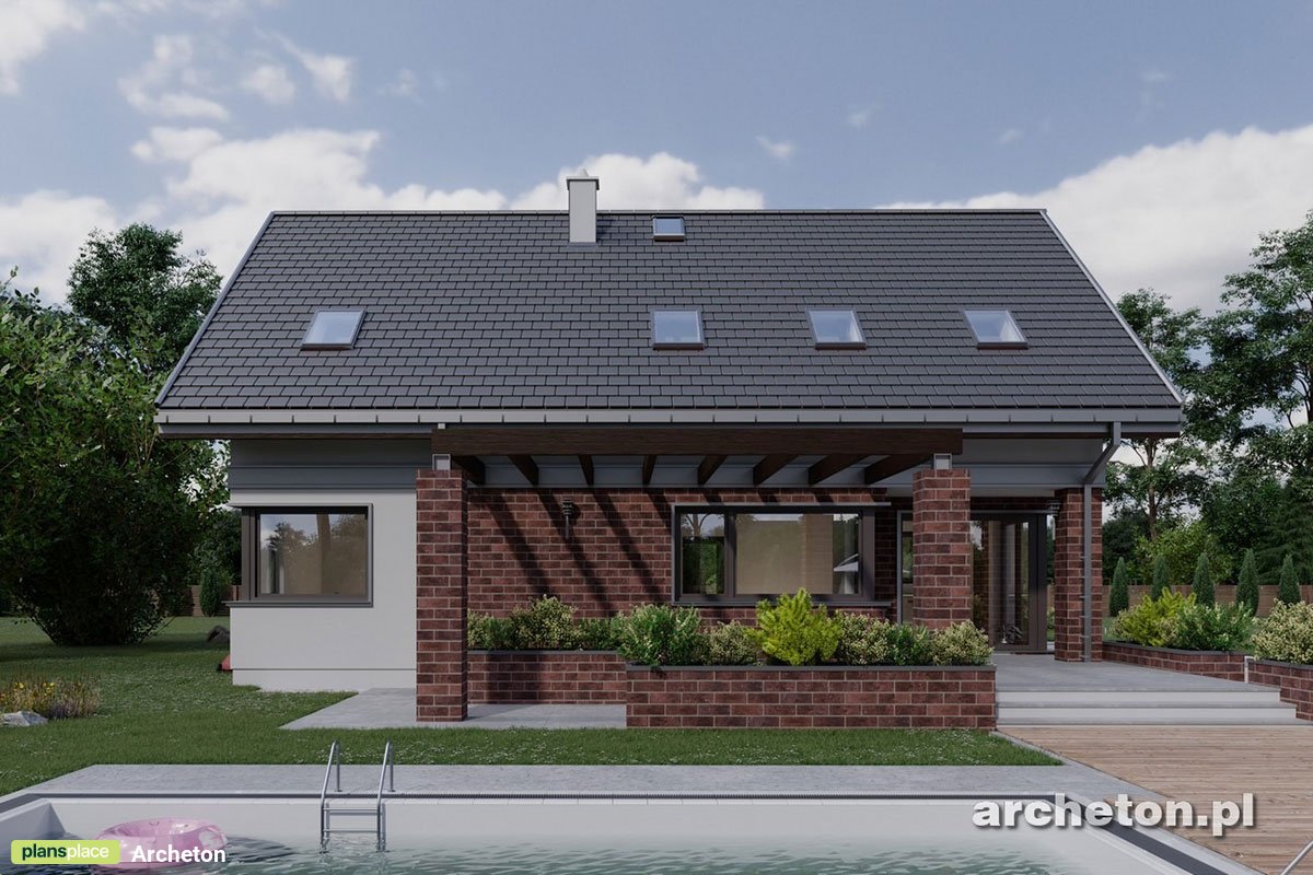 Projekt domu z poddaszem, 4 pokojami i strychem nad garażem