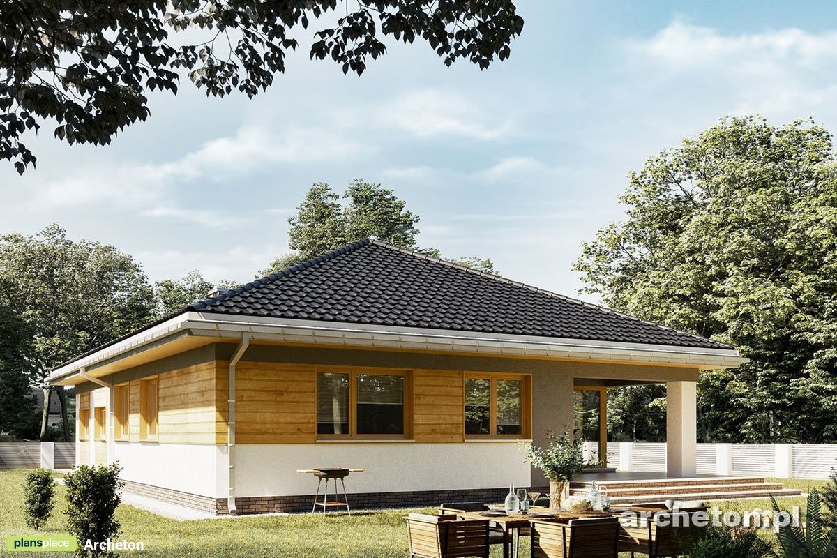 Projekt domu parterowego z pralnią i otwartą kuchnią
