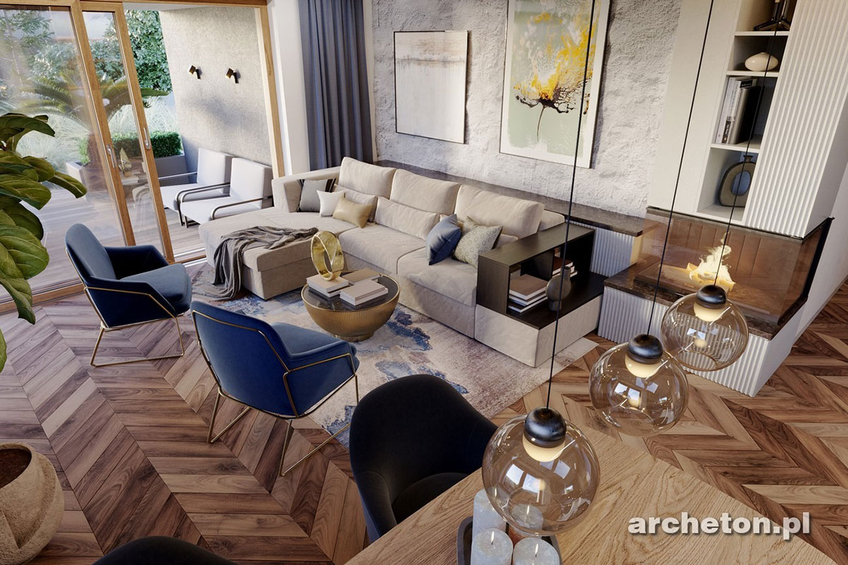 Projekt domu parterowego z pralnią i otwartą kuchnią