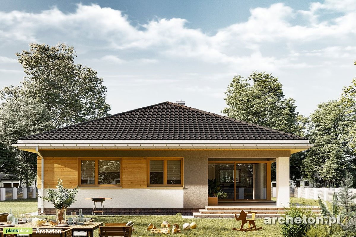 Projekt domu parterowego z pralnią i otwartą kuchnią