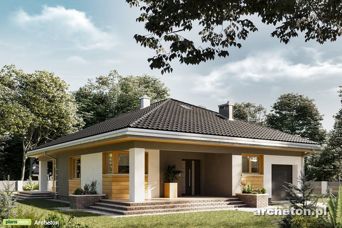 Projekt domu parterowego z pralnią i otwartą kuchnią