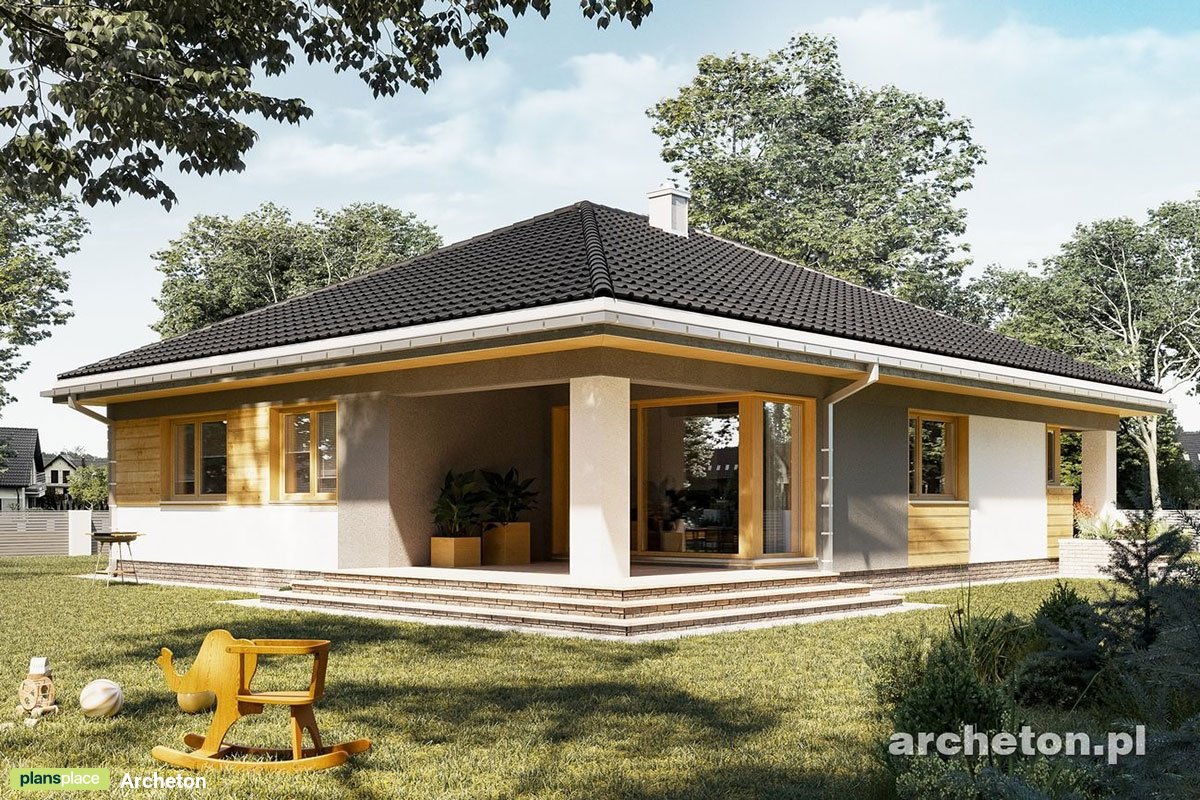 Projekt domu parterowego z pralnią i otwartą kuchnią