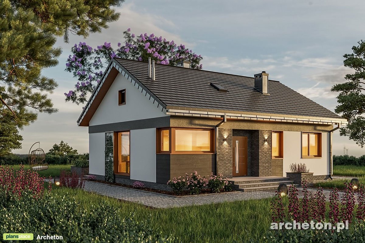 Projekt małego parterowego domu z 3 pokojami i 1 łazienką