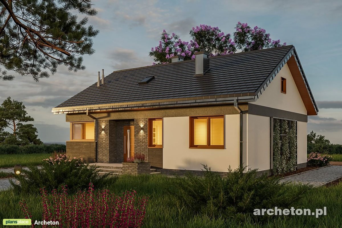 Projekt małego parterowego domu z 3 pokojami i 1 łazienką