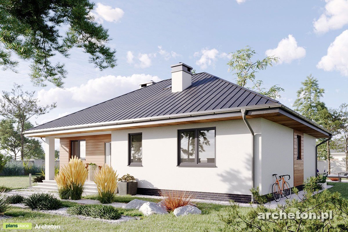 Projekt domu parterowego z dachem czterospadowym