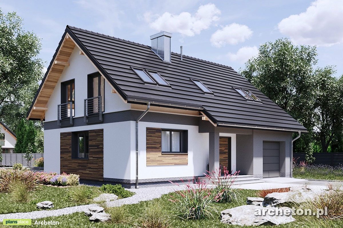 Projekt domu z kotłownią w garażu z tyłu i 4 pokojami