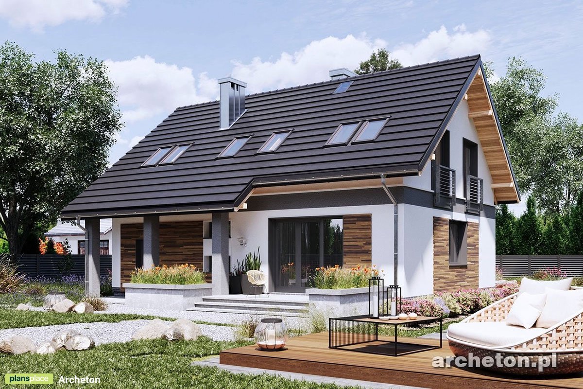 Projekt domu z kotłownią w garażu z tyłu i 4 pokojami