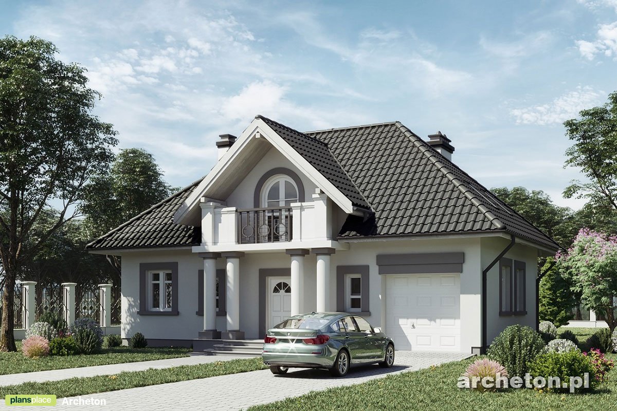 Projekt domu z zamkniętą kuchnią i garażem jednostanowiskowym