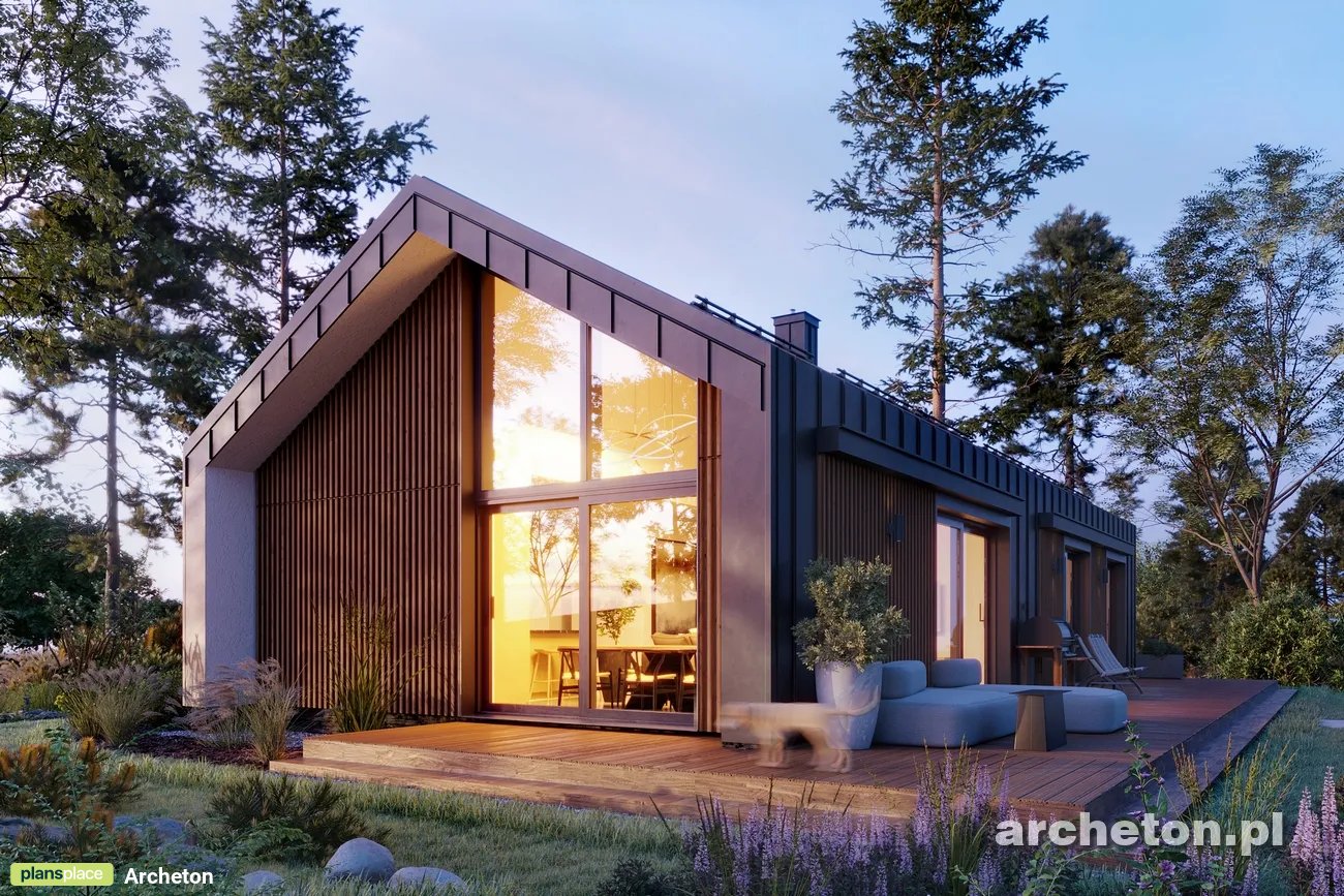 Projekt domu jednorodzinnego o pow. 103 m²: Parterowy, 3 Sypialnie, 2 Łazienki