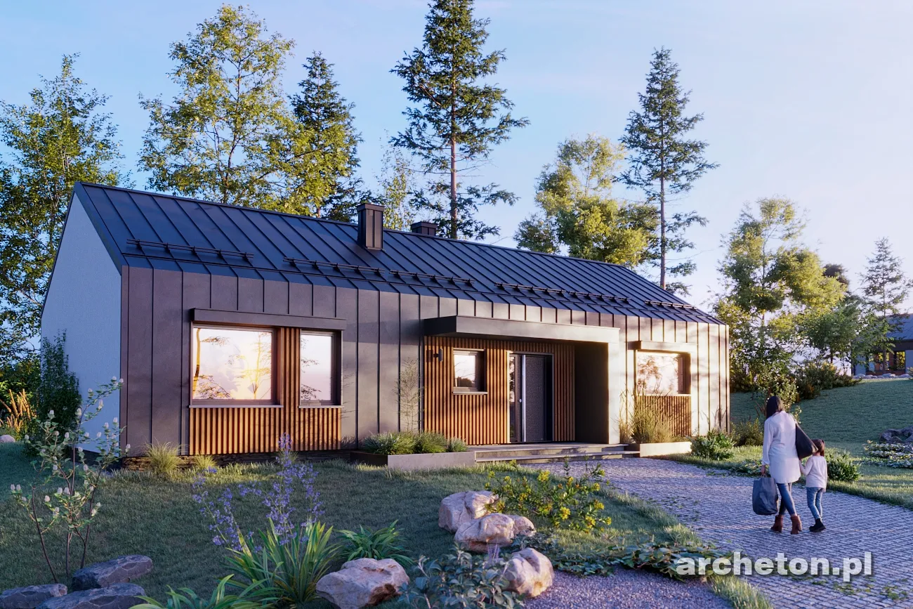 Projekt domu jednorodzinnego o pow. 103 m²: Parterowy, 3 Sypialnie, 2 Łazienki