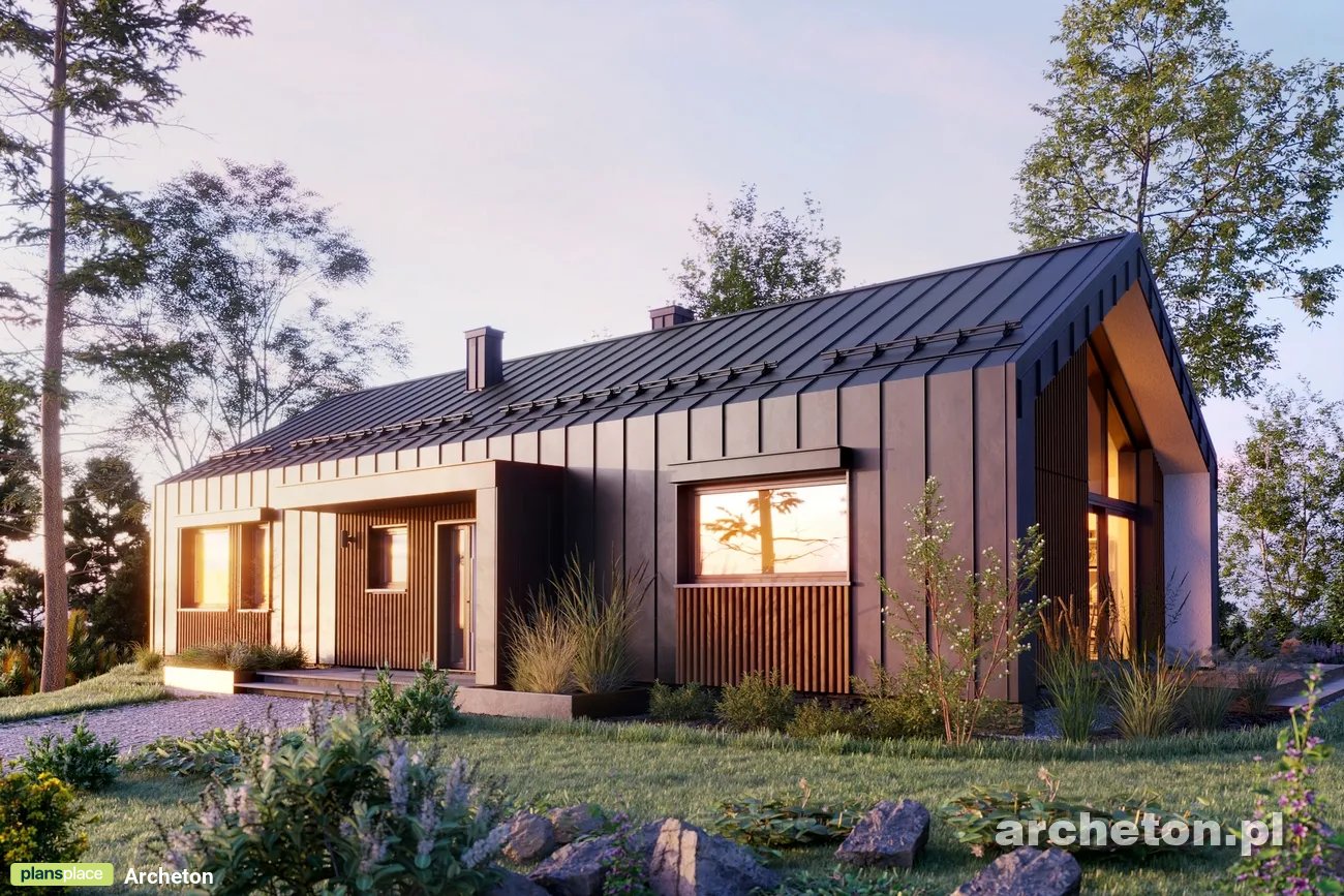 Projekt domu jednorodzinnego o pow. 103 m²: Parterowy, 3 Sypialnie, 2 Łazienki