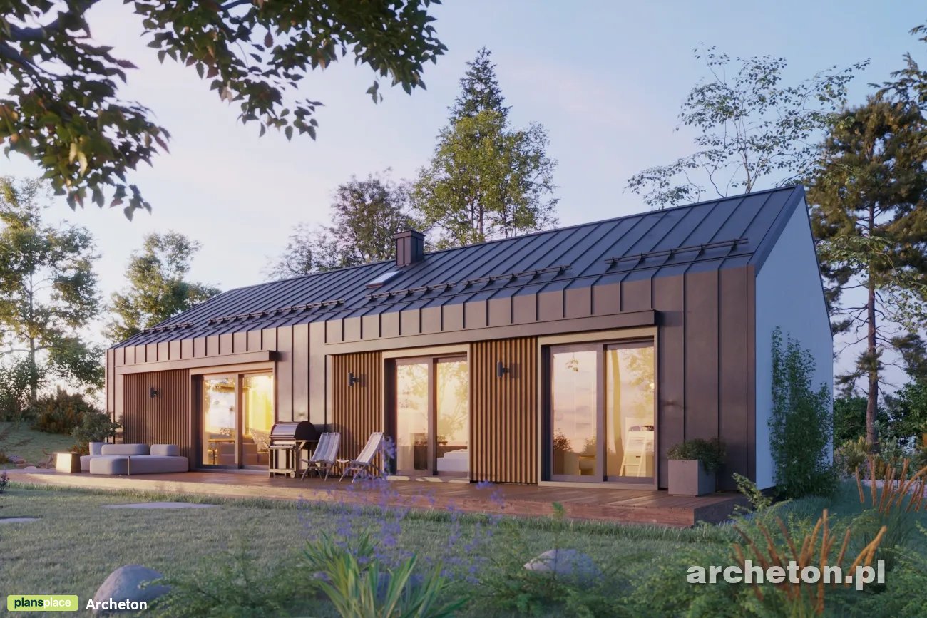 Projekt domu jednorodzinnego o pow. 103 m²: Parterowy, 3 Sypialnie, 2 Łazienki