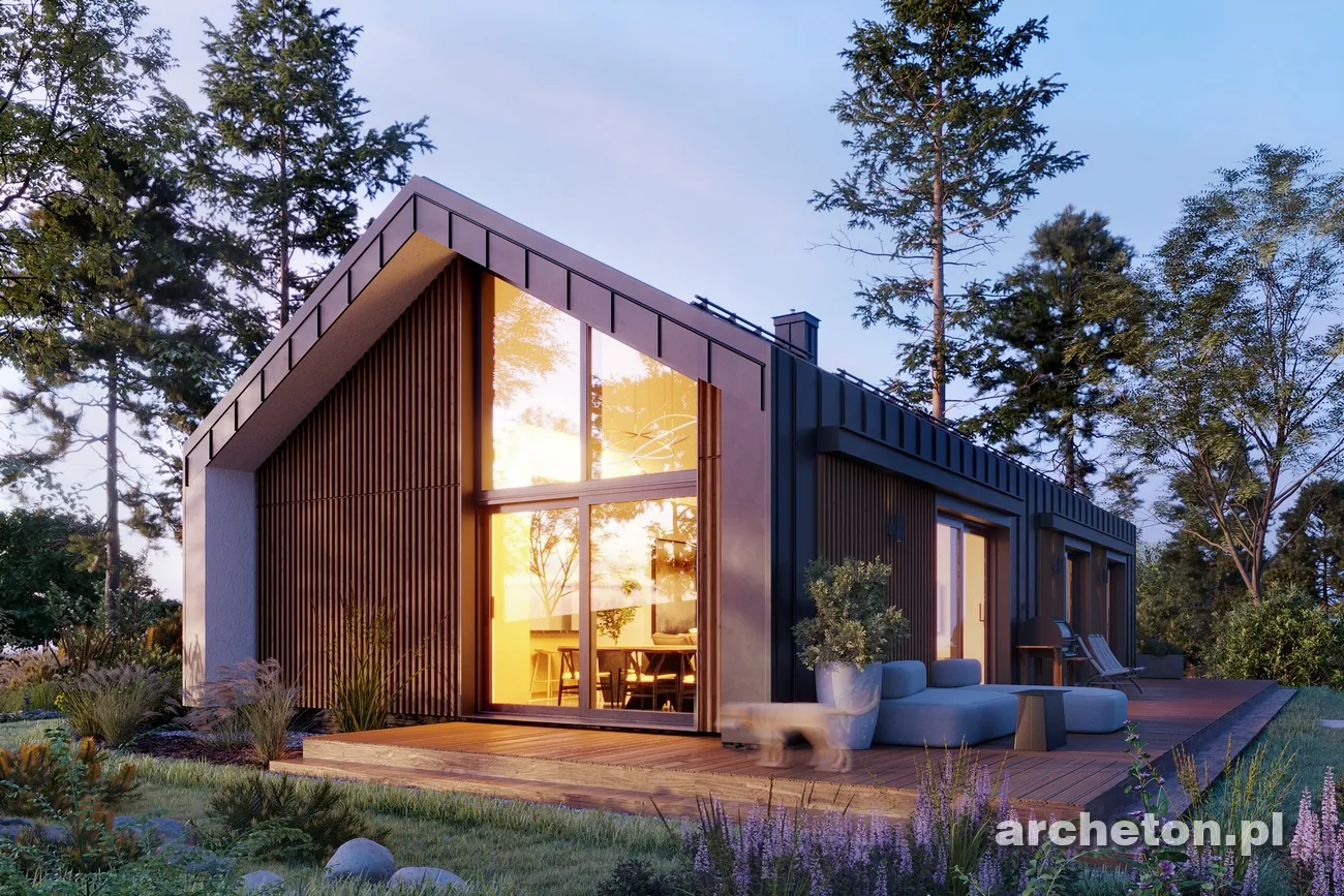 Projekt domu jednorodzinnego o pow. 103 m²: Parterowy, 3 Sypialnie, 2 Łazienki
