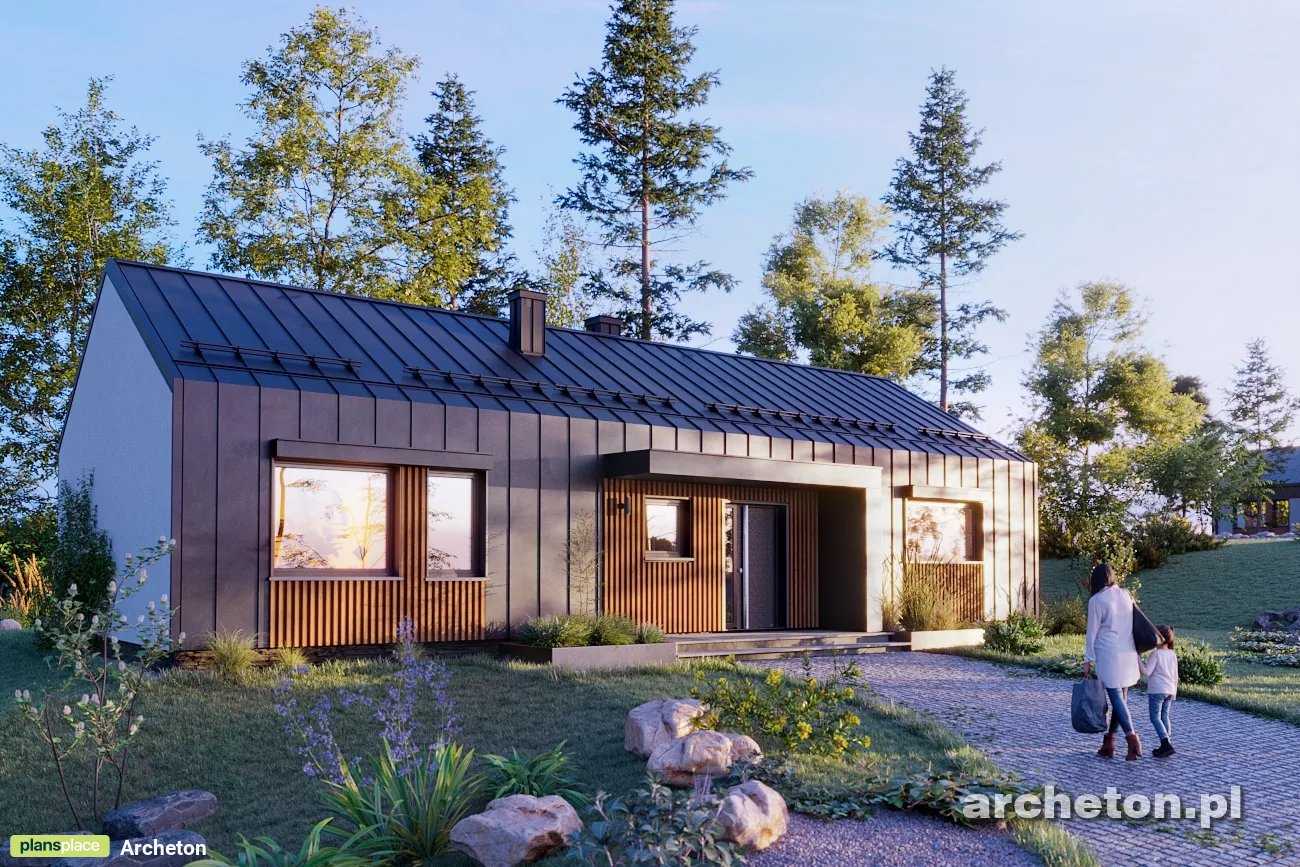 Projekt domu jednorodzinnego o pow. 103 m²: Parterowy, 3 Sypialnie, 2 Łazienki