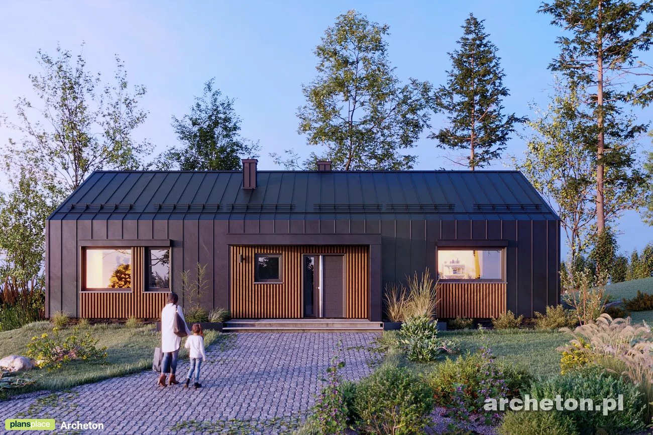 Projekt domu jednorodzinnego o pow. 103 m²: Parterowy, 3 Sypialnie, 2 Łazienki