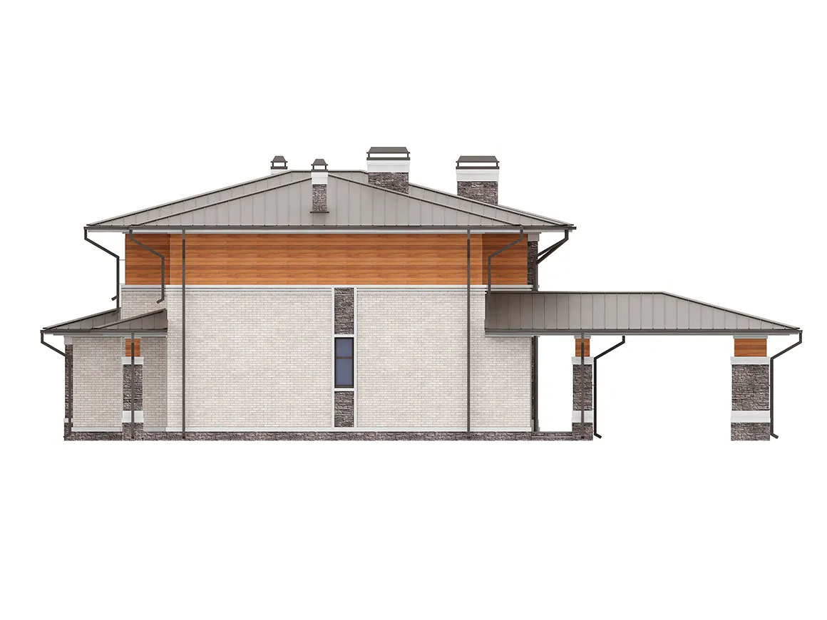 Projekt domu jednorodzinnego o pow. 339 m²: Piętrowy, 5 Sypialnie, Gabinet, 4 Łazienki, Otwarta kuchnia, Wiata