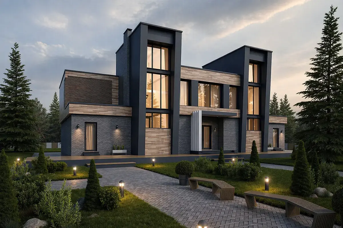 Projekt domu jednorodzinnego o pow. 461 m²: Dwupiętrowy, 6 Sypialnie, Gabinet, 5 Łazienki, Otwarta kuchnia