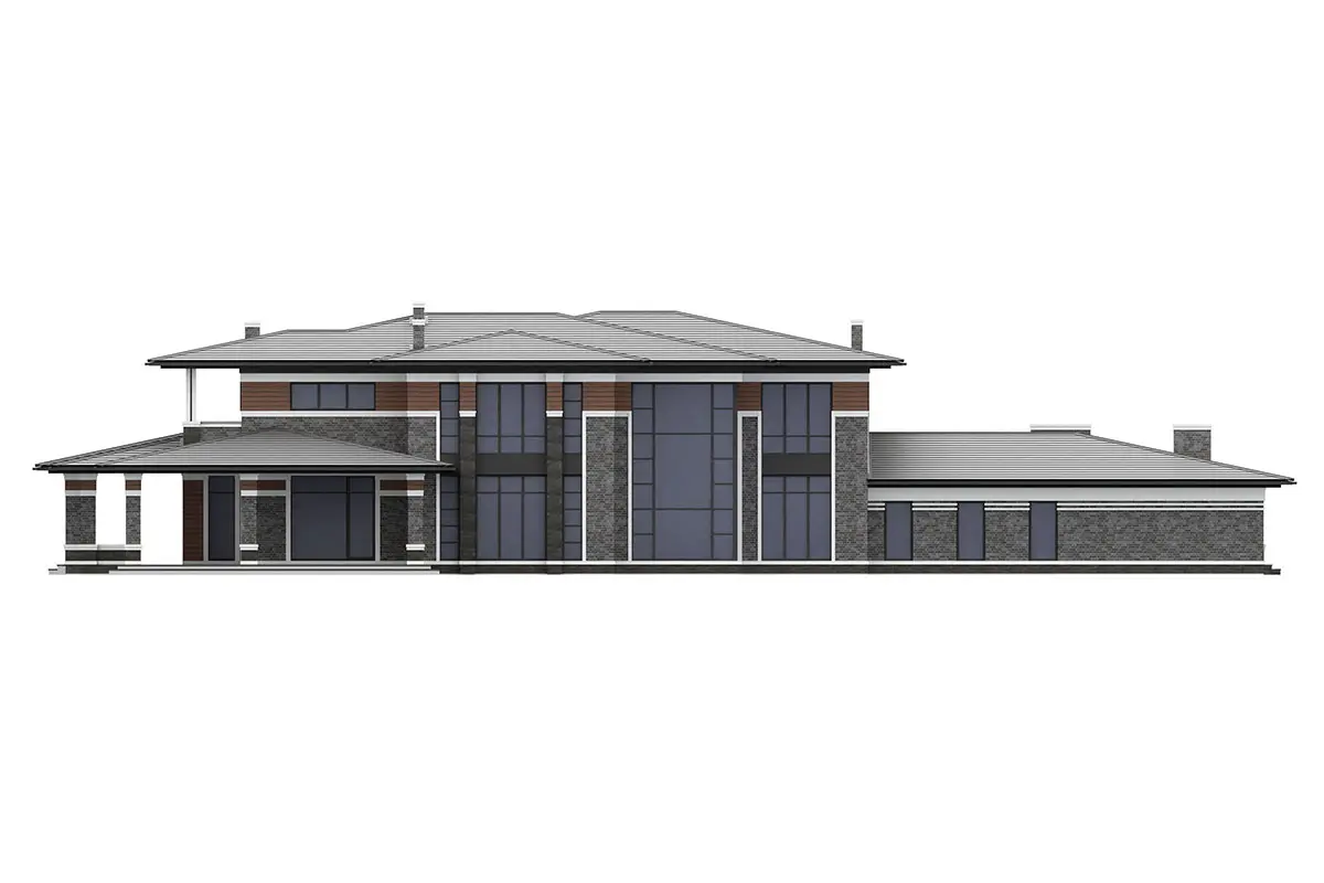 Projekt domu jednorodzinnego o pow. 670 m²: Piętrowy, 5 Sypialnie, Gabinet, 5 Łazienki, Otwarta kuchnia, Garaż