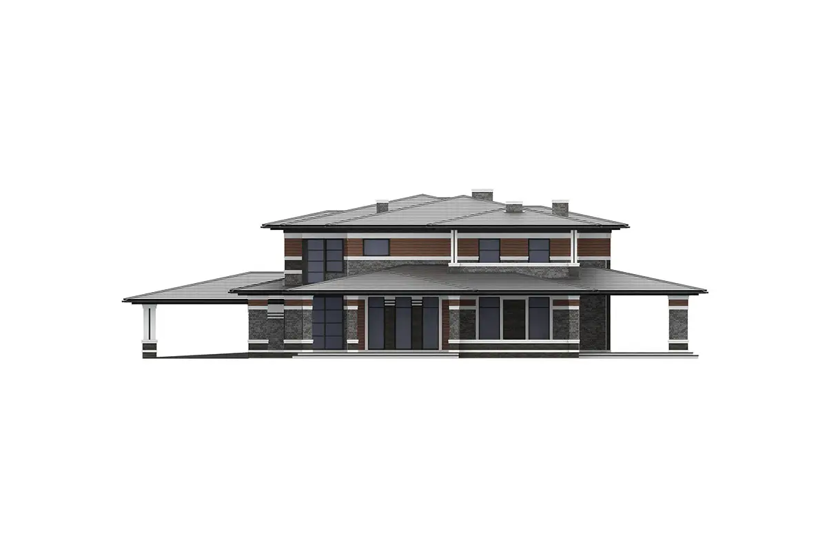 Projekt domu jednorodzinnego o pow. 670 m²: Piętrowy, 5 Sypialnie, Gabinet, 5 Łazienki, Otwarta kuchnia, Garaż