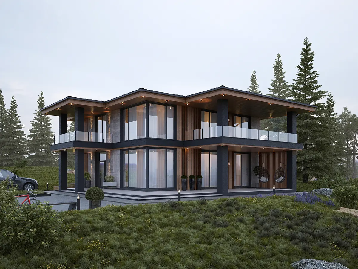 Projekt domu jednorodzinnego o pow. 194 m²: Piętrowy, 3 Sypialnie, 3 Łazienki, Otwarta kuchnia