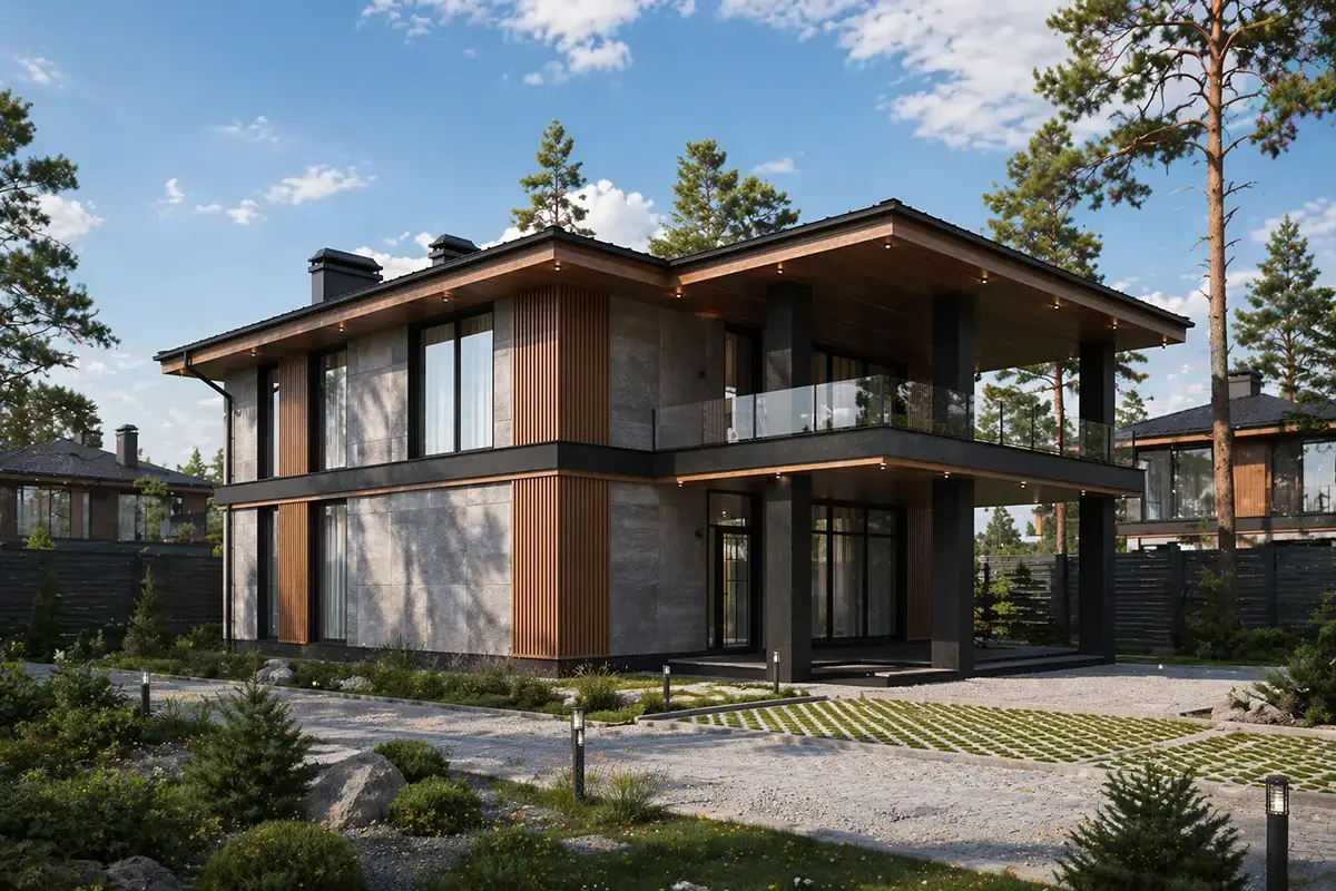 Projekt domu jednorodzinnego o pow. 193 m²: Piętrowy, 4 Sypialnie, 3 Łazienki, Otwarta kuchnia