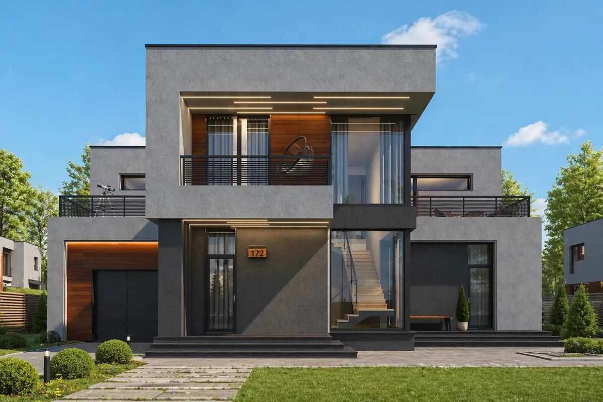 Projekt domu jednorodzinnego o pow. 351 m²: Piętrowy, 3 Sypialnie, Gabinet, 3 Łazienki, Otwarta kuchnia