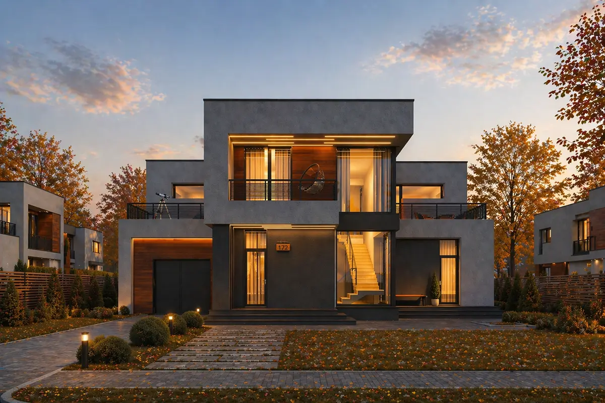 Projekt domu jednorodzinnego o pow. 351 m²: Piętrowy, 3 Sypialnie, Gabinet, 3 Łazienki, Otwarta kuchnia