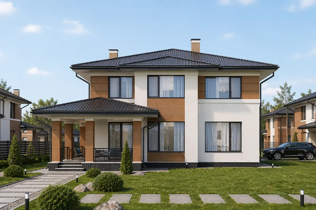 Projekt domu jednorodzinnego o pow. 184 m²: Piętrowy, 5 Sypialnie, 3 Łazienki, Otwarta kuchnia