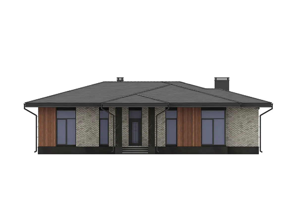 Projekt domu jednorodzinnego o pow. 154 m²: Parterowy, 3 Sypialnie, 2 Łazienki, Otwarta kuchnia