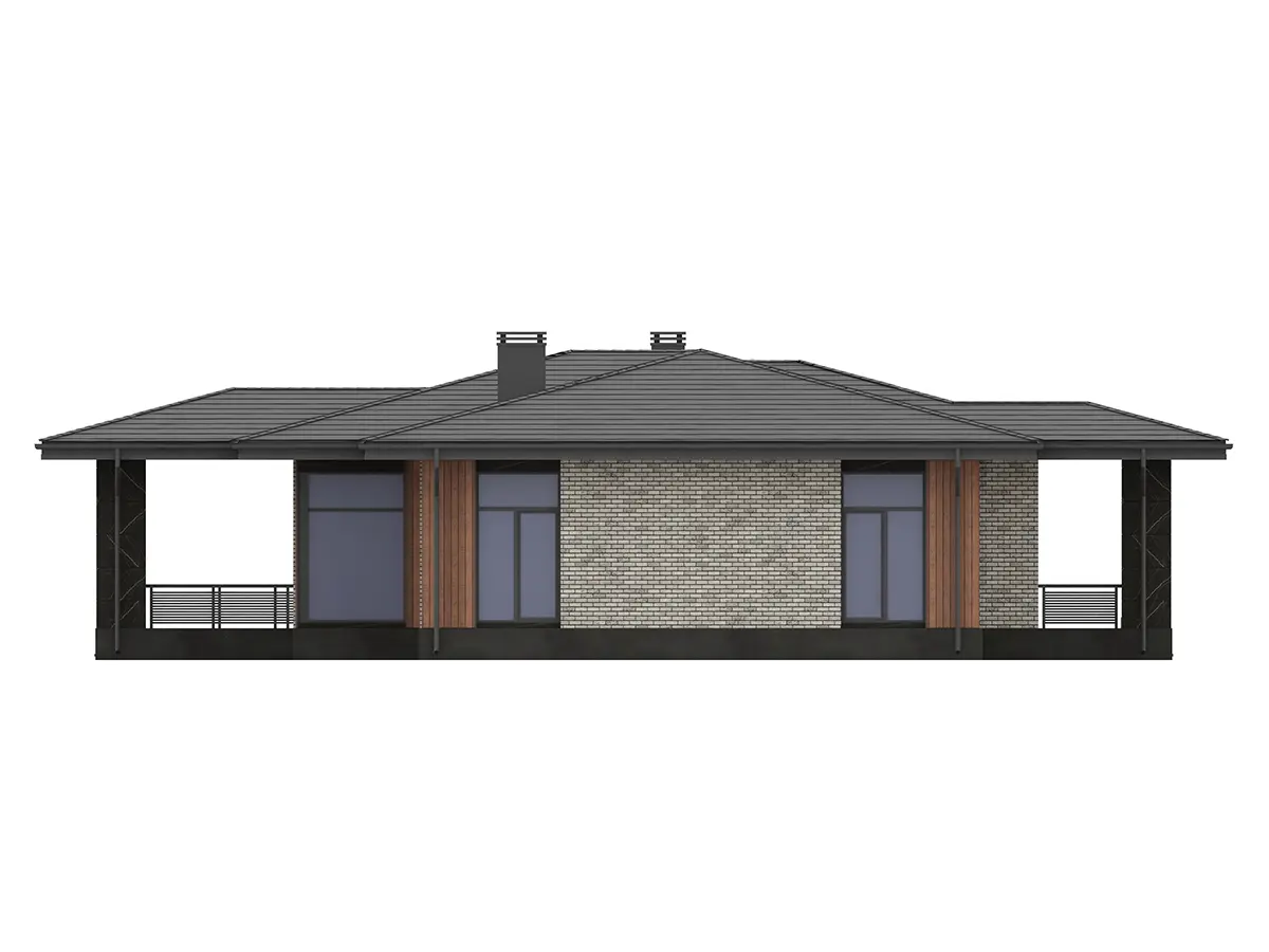 Projekt domu jednorodzinnego o pow. 154 m²: Parterowy, 3 Sypialnie, 2 Łazienki, Otwarta kuchnia