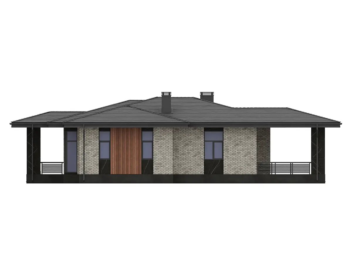Projekt domu jednorodzinnego o pow. 154 m²: Parterowy, 3 Sypialnie, 2 Łazienki, Otwarta kuchnia