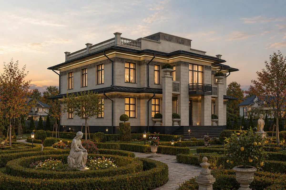 Projekt domu jednorodzinnego o pow. 545 m²: Dwupiętrowy + Piwnica, 6 Sypialnie, Gabinet, 6 Łazienki