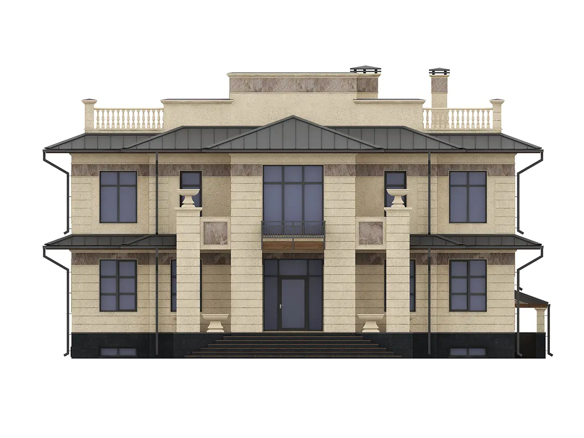 Projekt domu jednorodzinnego o pow. 545 m²: Dwupiętrowy + Piwnica, 6 Sypialnie, Gabinet, 6 Łazienki
