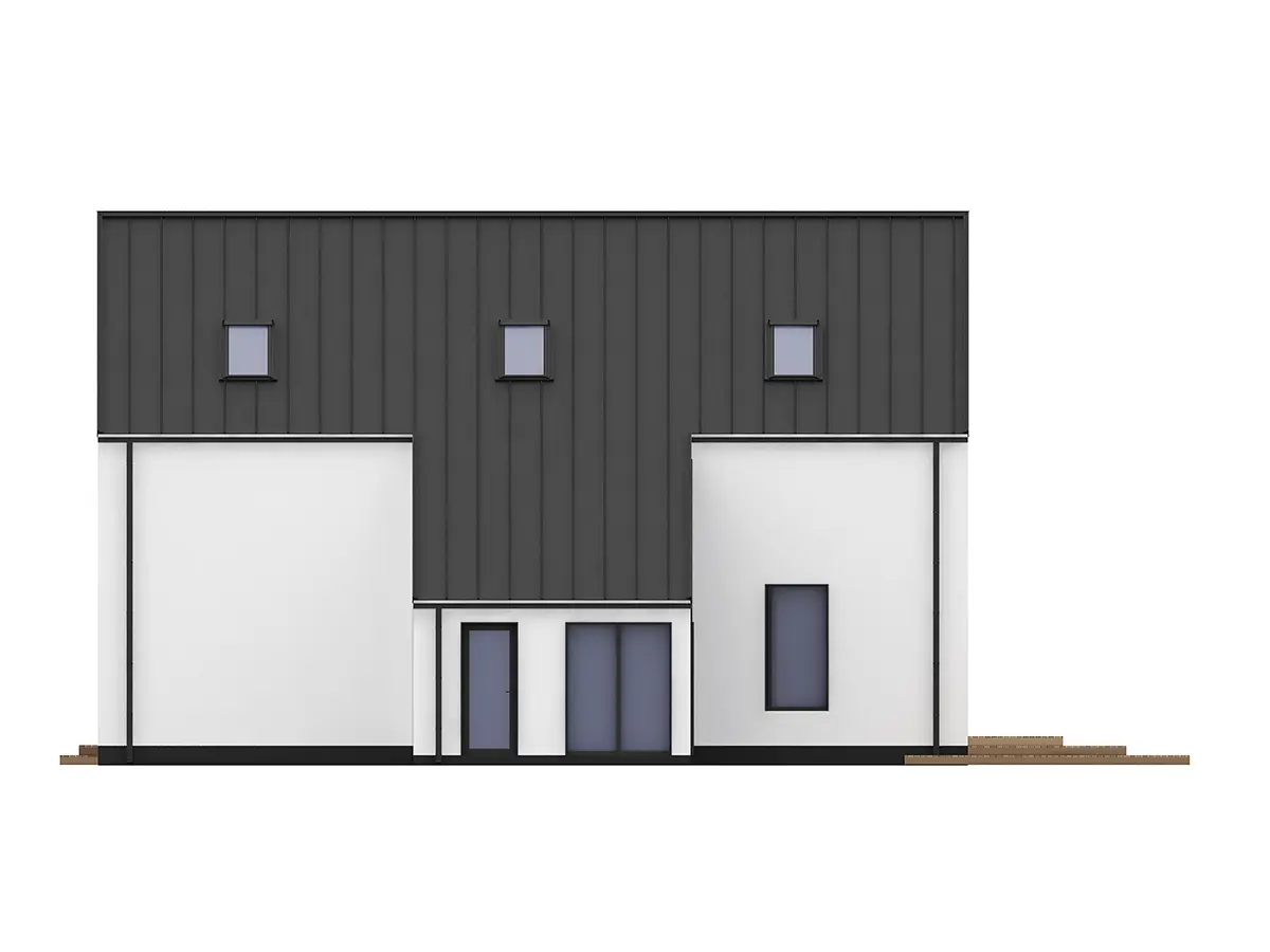 Projekt domu jednorodzinnego o pow. 164 m²: Parterowy z poddaszem użytkowym, 3 Sypialnie, 2 Łazienki, Otwarta kuchnia