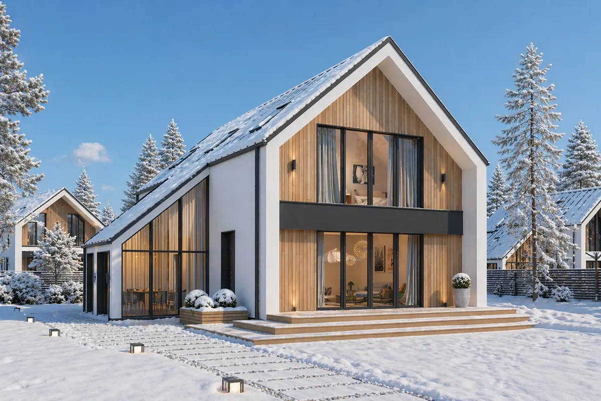Projekt domu jednorodzinnego o pow. 164 m²: Parterowy z poddaszem użytkowym, 3 Sypialnie, 2 Łazienki, Otwarta kuchnia