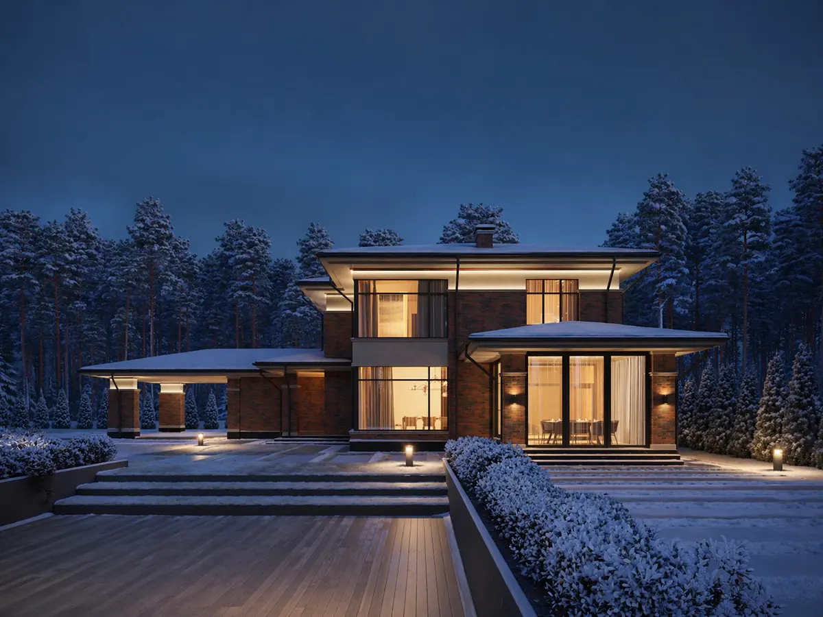 Projekt domu jednorodzinnego o pow. 313 m²: Piętrowy, 4 Sypialnie, 3 Łazienki, Otwarta kuchnia, Wiata